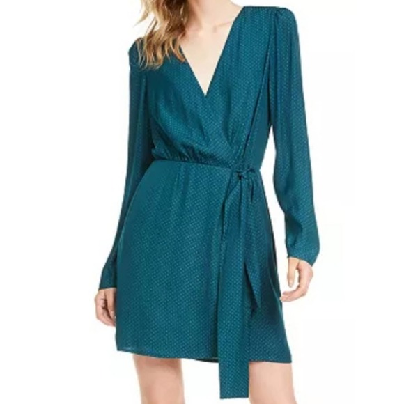 Leyden Jacquard Dot Wrap Dress Small - Picture 1 of 14